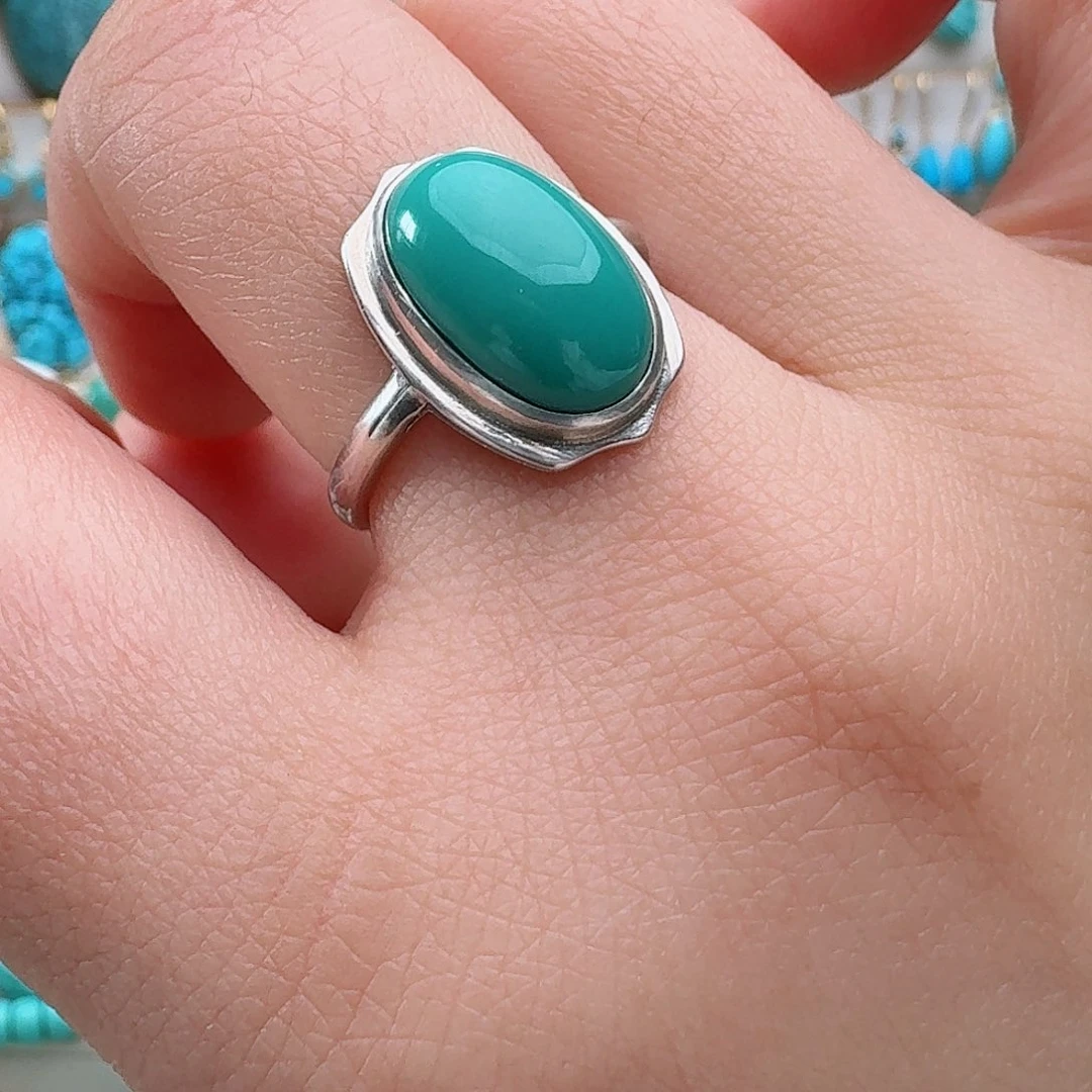 绿松石银S925镶嵌戒指