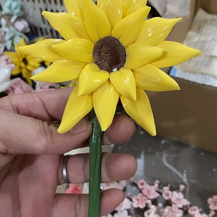 瓷片纯手工陶瓷花摆件瑕