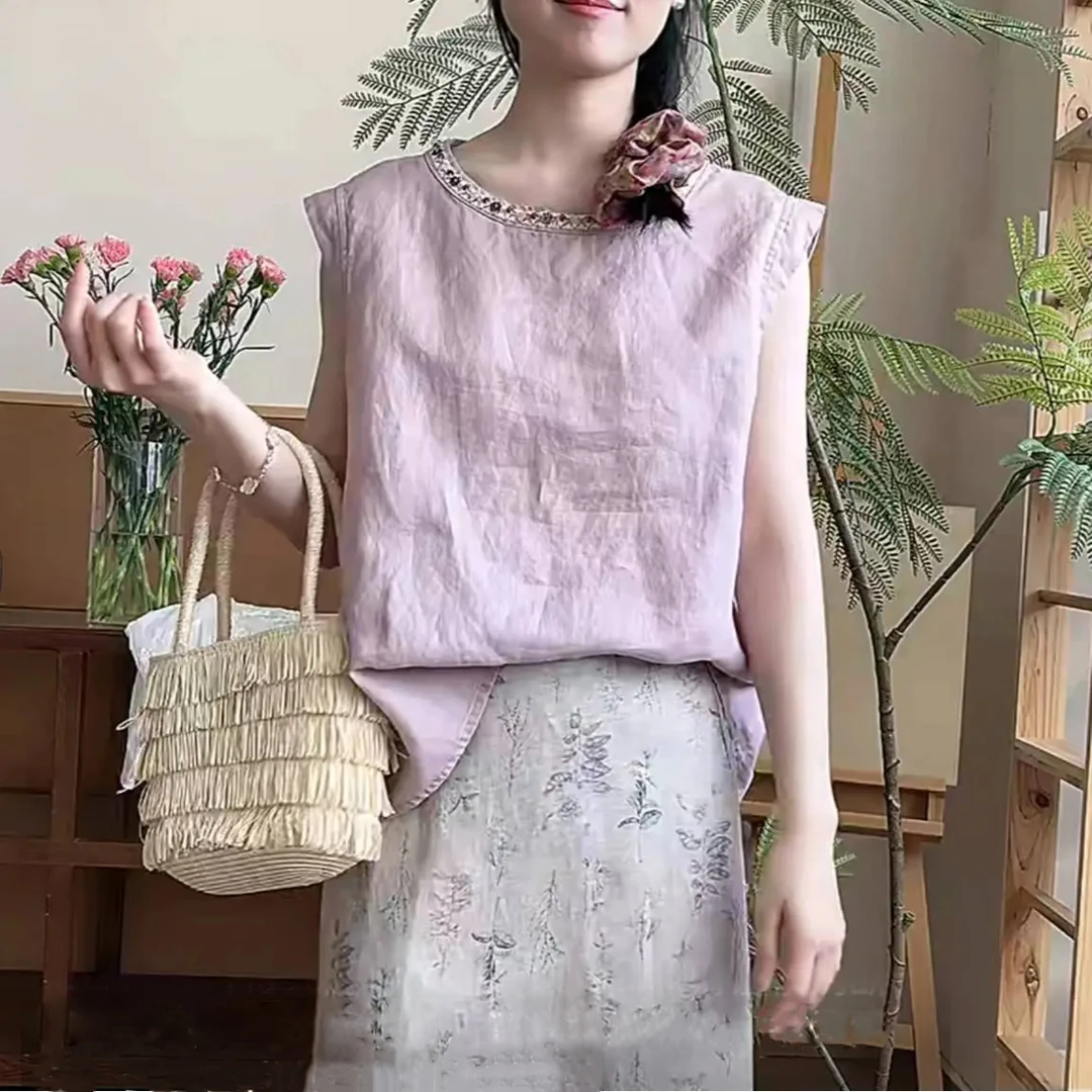 2025年夏季新款宽松飞飞袖衬衣夏季圆领设计感薄款显瘦百搭上衣女