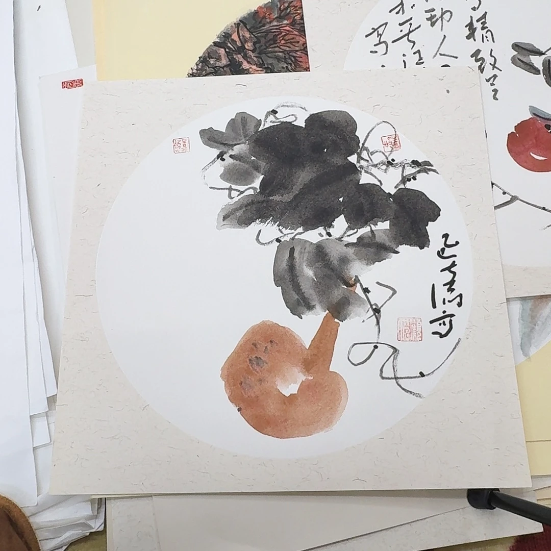 国画小斗方手绘作品