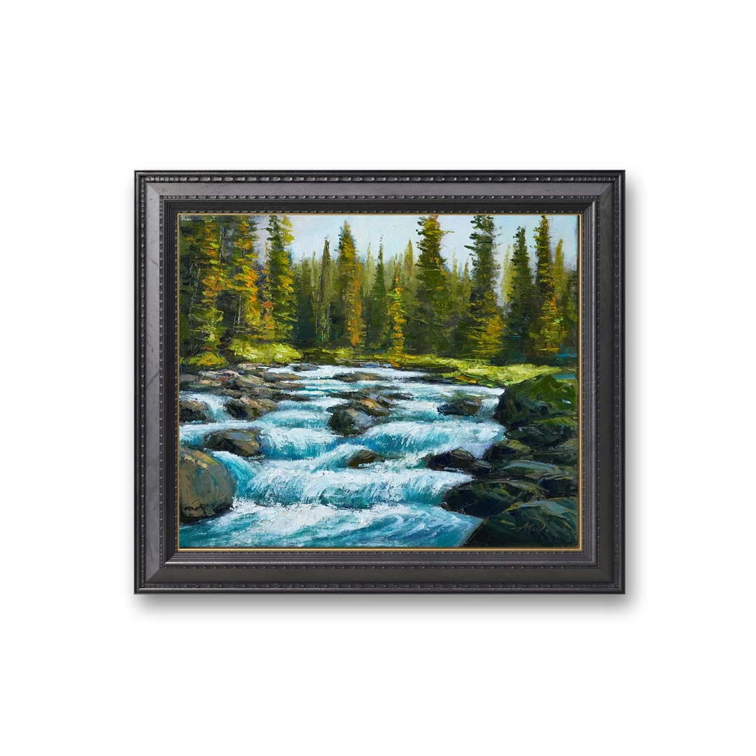 俄罗斯原创手绘油画尤金·安德烈《萨彦山清泉》50*60cm 2025年客厅