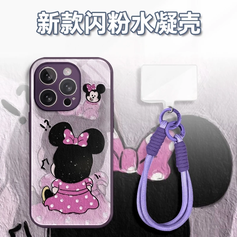 油画粉裙米妮水凝玻璃壳适用iPhone苹果16手机壳华为oppo小米vivo