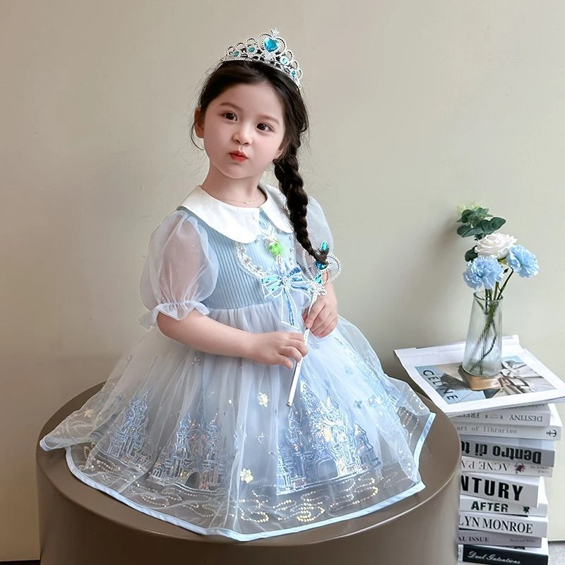 女童夏季爱莎连衣裙夏装新款儿童洋气公主裙时尚宝宝艾莎生日裙子