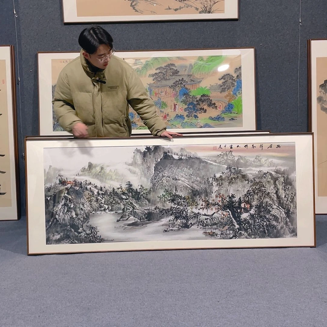国画手绘作品带框