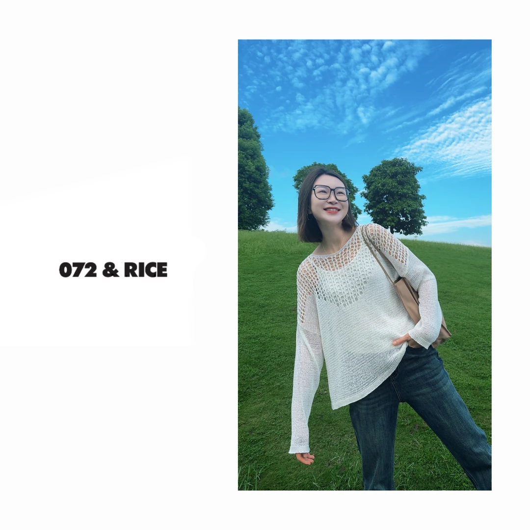 072 & RICE【艾米】夏季休闲圆领镂空针织衫 32LE050