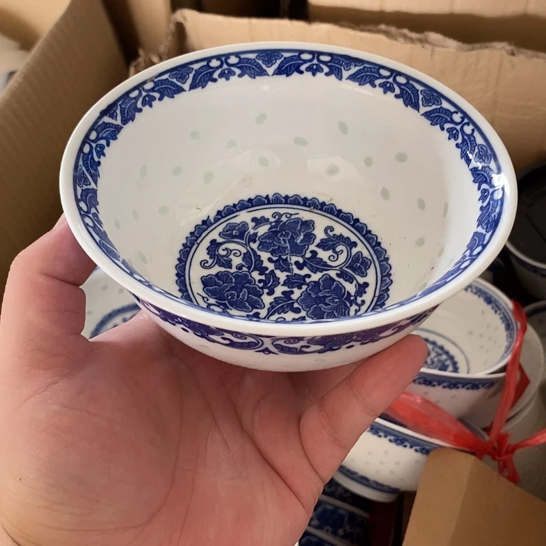 摆件5.5寸青花玲珑瓷碗20只