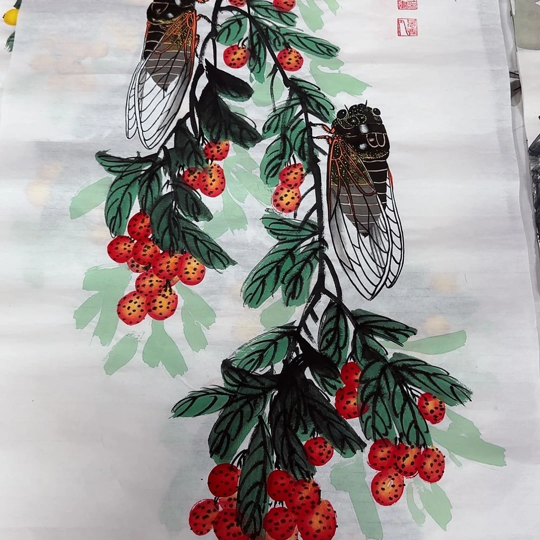 国画一*拖低尺寸50X100手绘作品