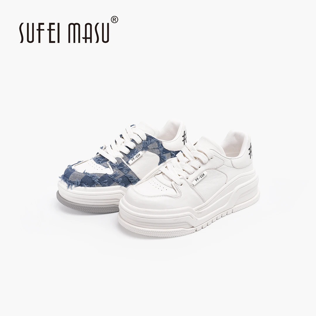 苏菲玛素真皮拼色百搭卡通休闲轻便运动厚底板鞋休闲鞋SF62C-682