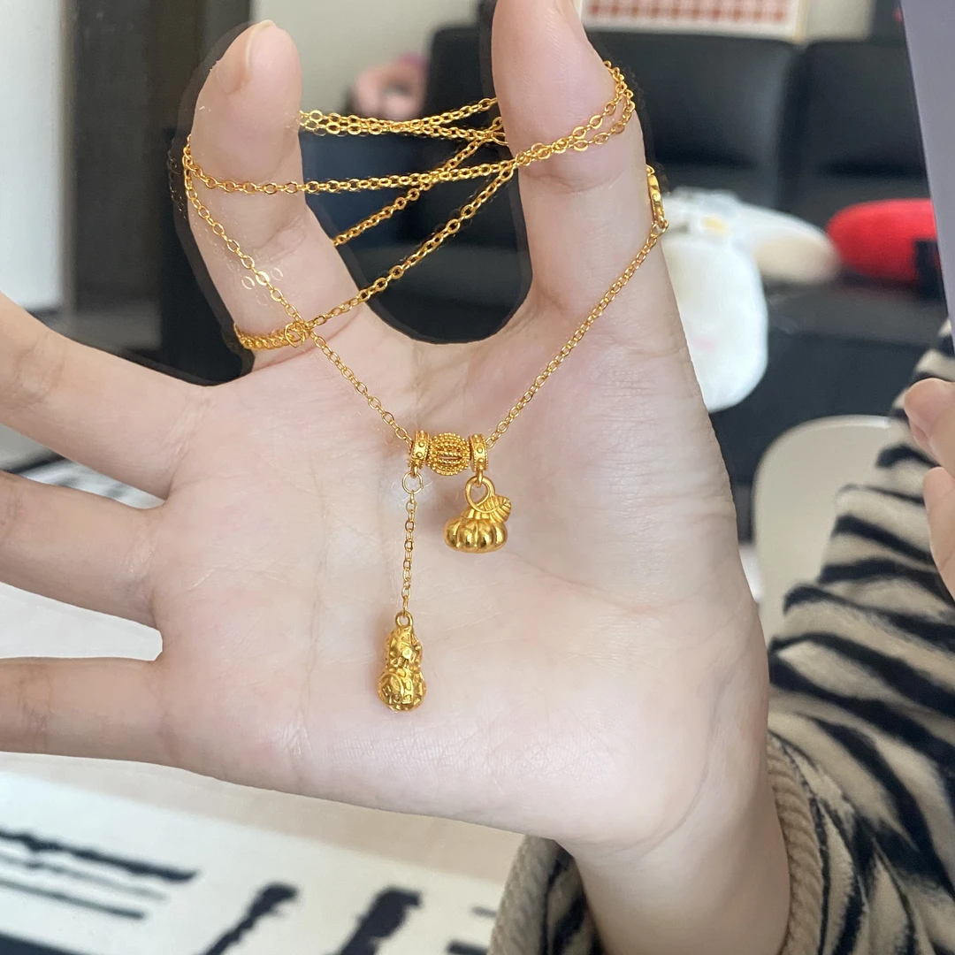 铜合金项链 【柿柿如意】好事花生项链女禄连连柿子花生流苏毛衣链