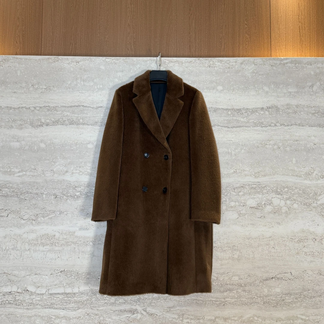 TANTAN时尚休闲中长款羊驼毛呢外套4091