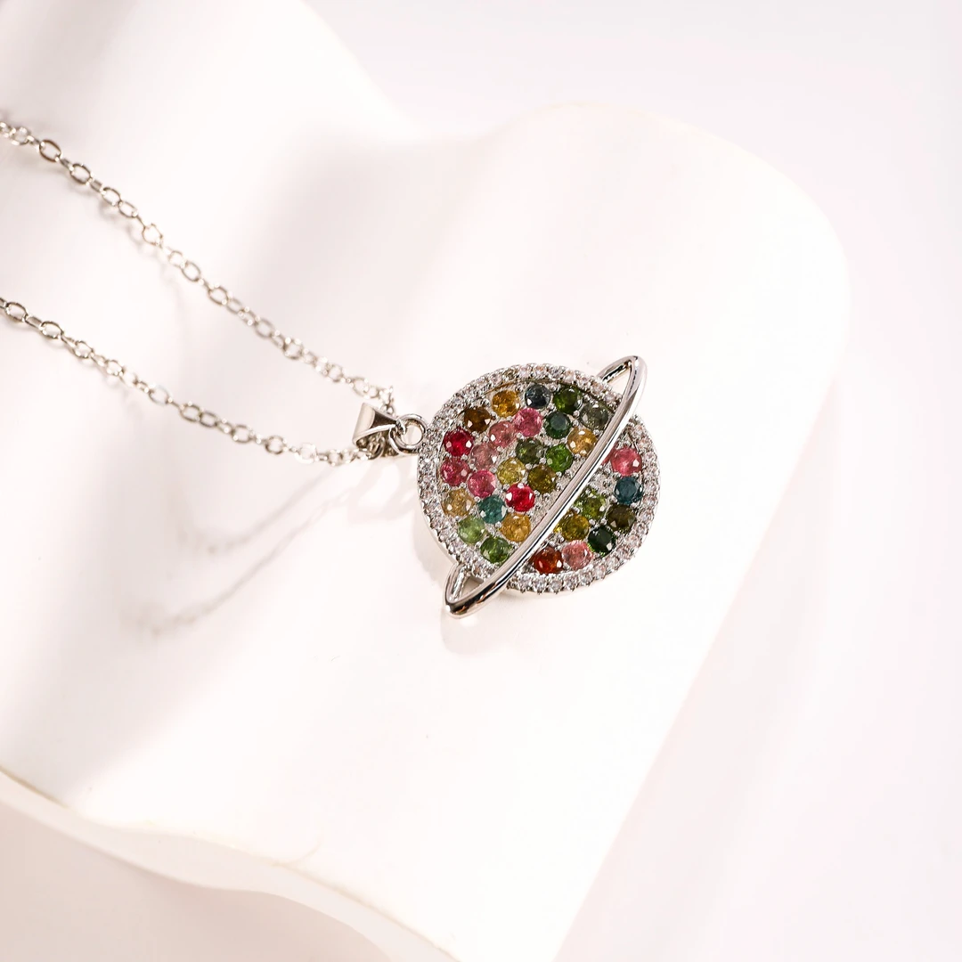 坠链均925银锆石 古风镶嵌百搭精致项链 AQ65XBZS-08800