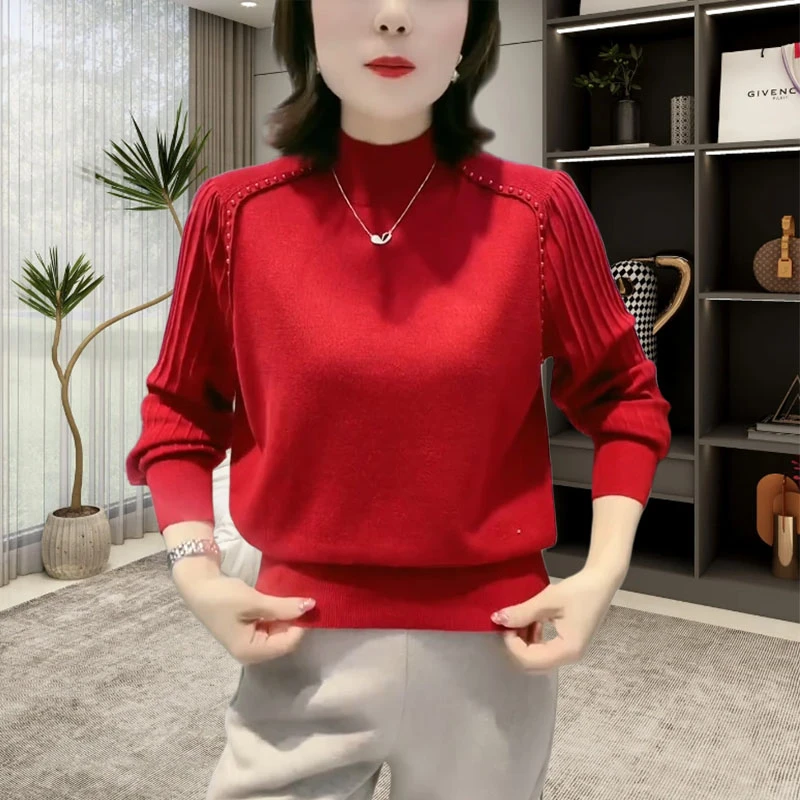 时尚慵懒中年打底上衣女2025年秋冬新款高端遮肉显瘦外穿针织小衫