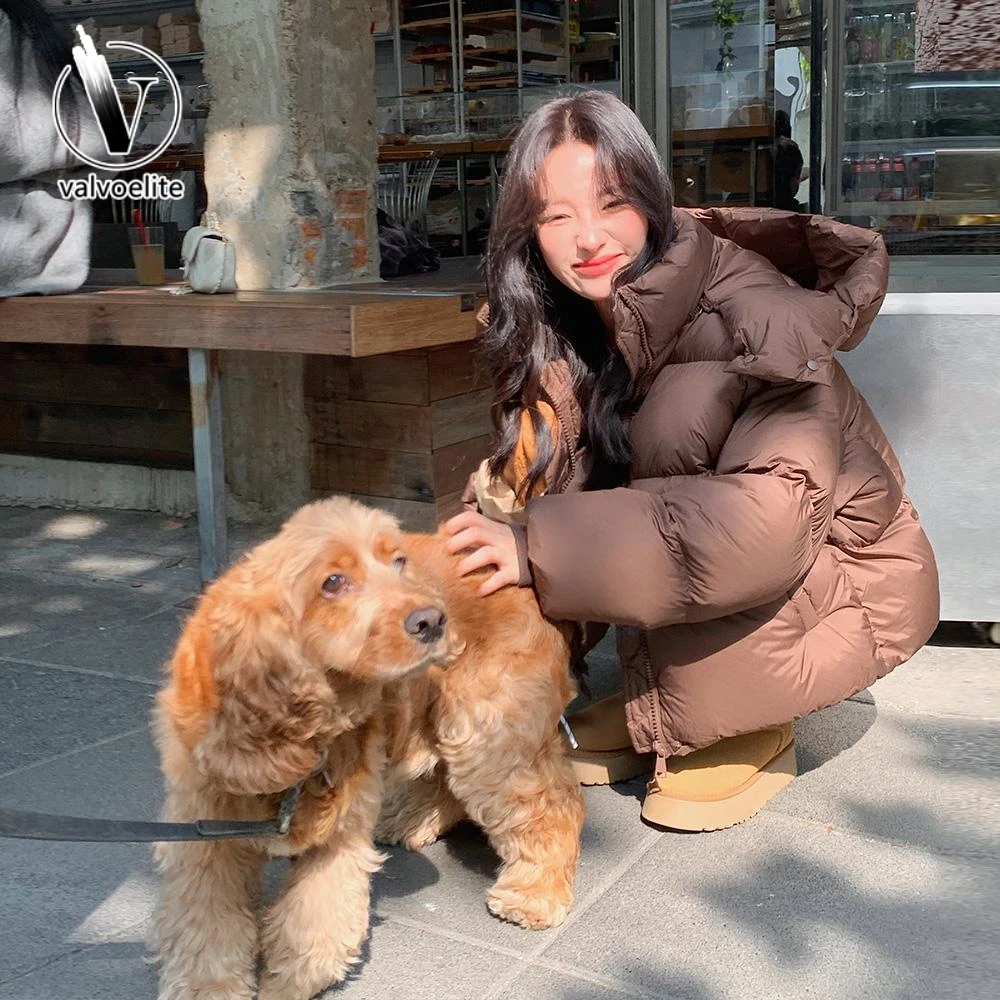 VALVOELITE连帽羽绒服女短款小个子2024冬宽松时尚韩版加厚保暖