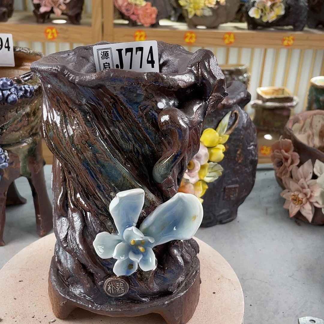 紫砂花盆景德镇陶瓷多肉774