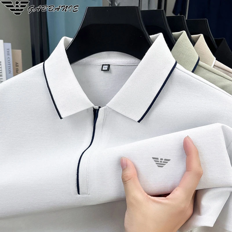 意大利奢品男士新款夏季冰丝短袖polo衫商务休闲半袖翻领t恤上衣