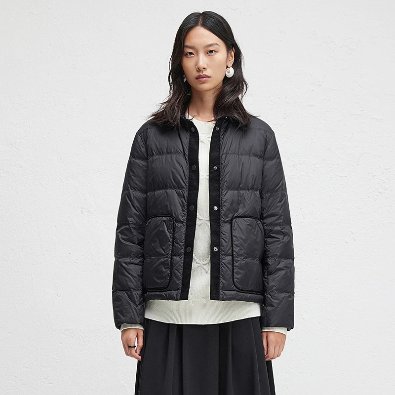 【复古Polo】播白鸭绒翻领拼接休闲短款羽绒服保暖DDR4RD5109