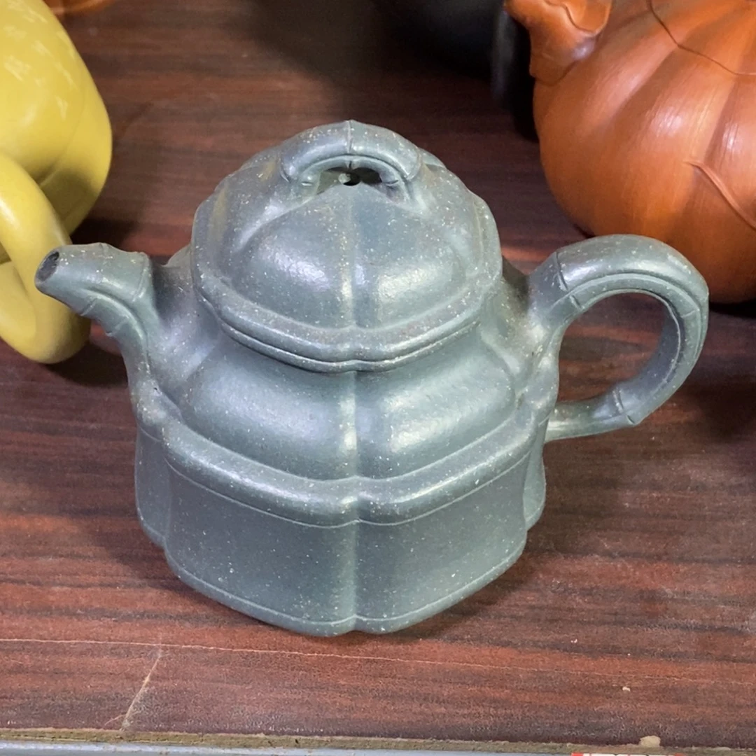 紫砂茶壶白33 六方竹鼎