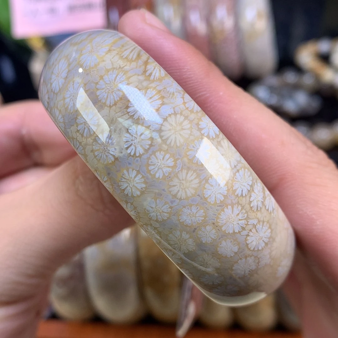 【闪购商品】颈饰未镶嵌硅化珊瑚（珊瑚玉）40号雏菊皮花53.7圈