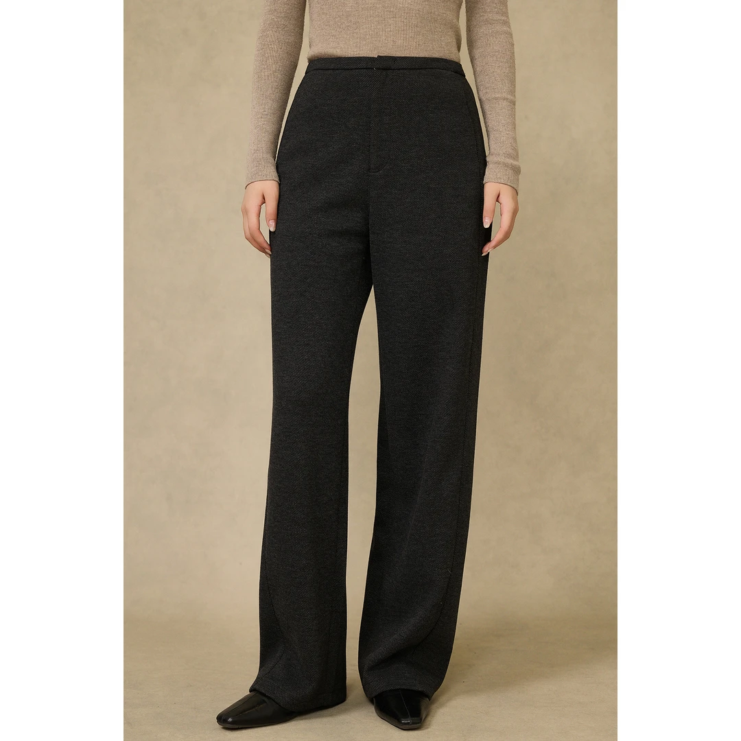 CRANE 蚕丝羊绒阔腿裤2024年秋冬季新款高腰气质显瘦休闲百搭