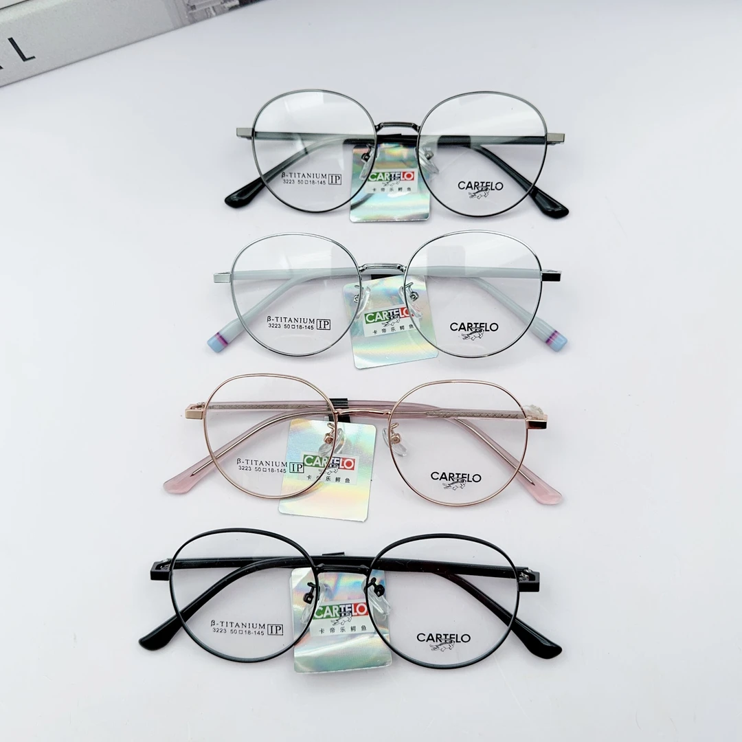 无磁钛板材插芯复古眼镜架女款青少年学生百搭时尚椭圆形可爱眼镜