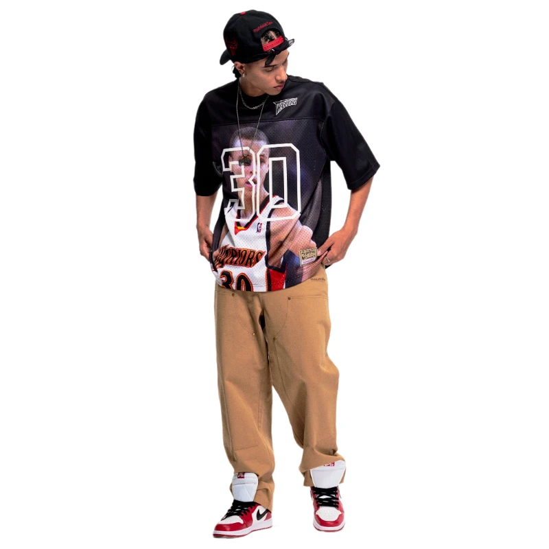 Mitchell&Ness2025秋季猛龙/勇士库里美式潮流网状运动短袖T恤男