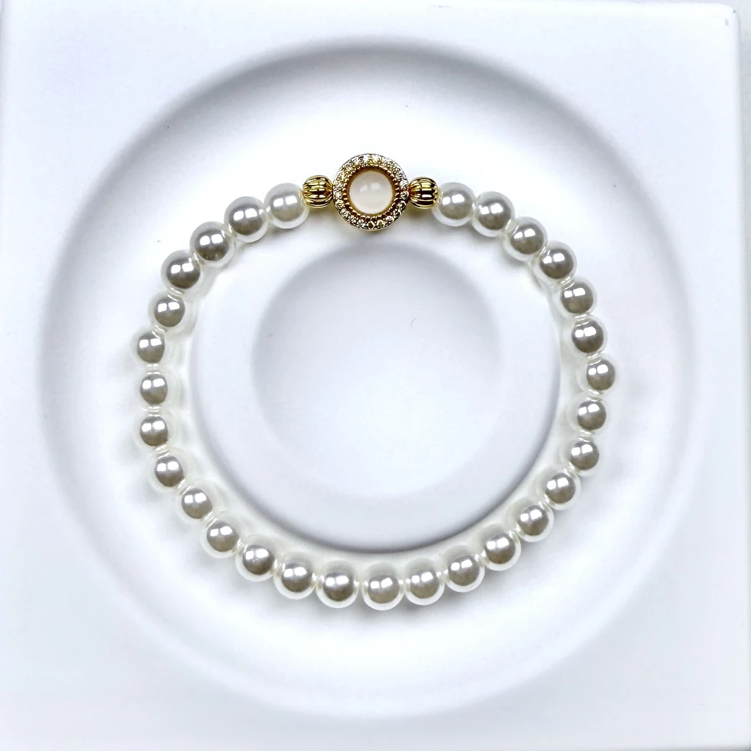 非金属仿珍珠手链 “玉润珠华”古典雅致冰酿珍珠手串经典气质时尚