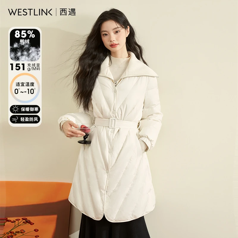31852西遇韩版轻薄羽绒服2023秋冬新款大翻领收腰鸭绒保暖外套