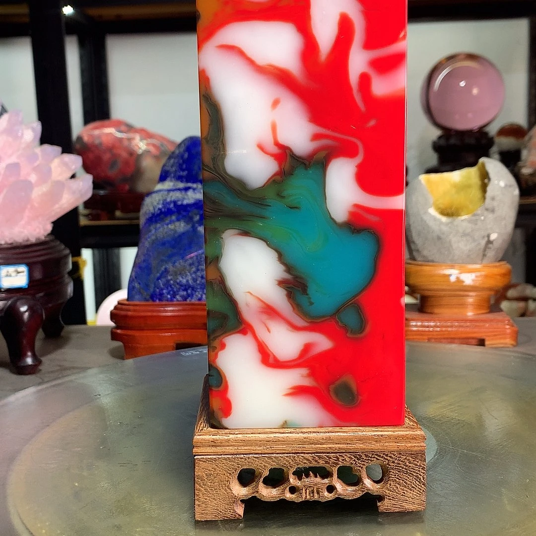 朱***亭石材巴西多彩摆件