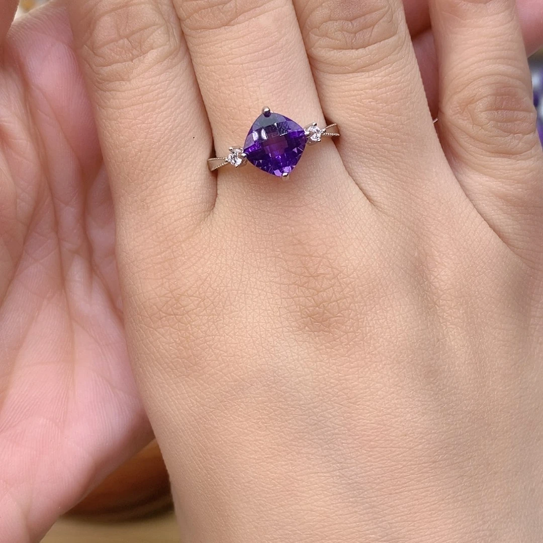 紫晶纯天然无优化紫水晶x银S925镶嵌小**?