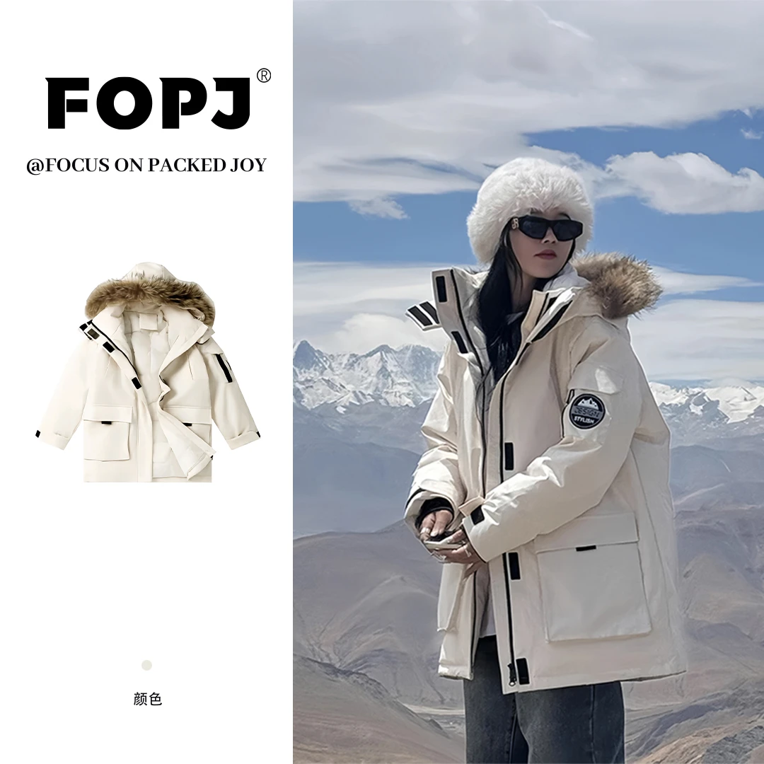 FOPJ美式学院风大毛领派克棉服女冬天网红款休闲外套加厚保暖防风