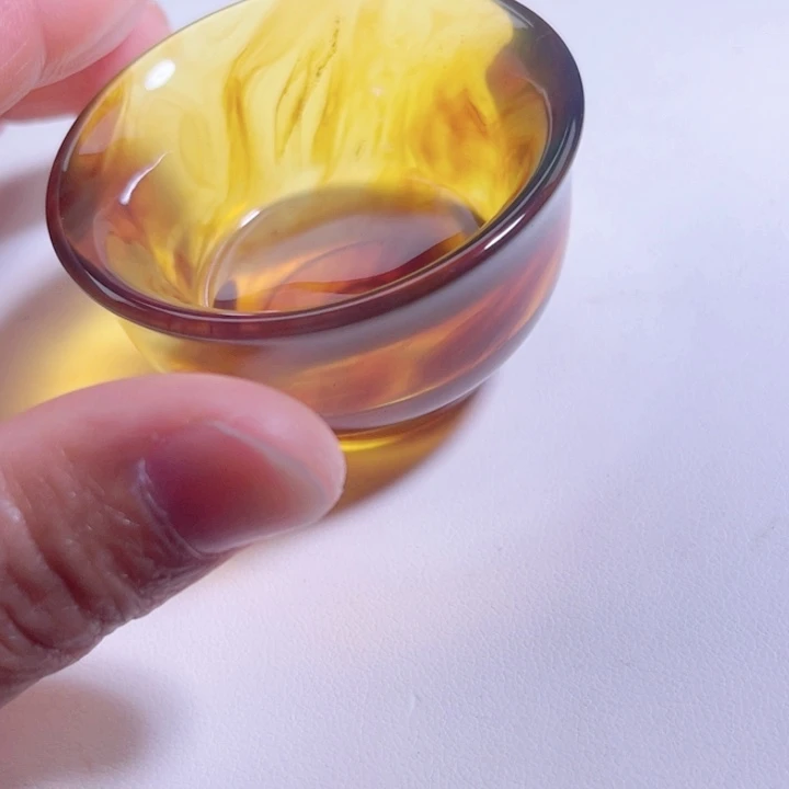 琥珀未镶嵌裸石天然缅甸琥珀茶杯