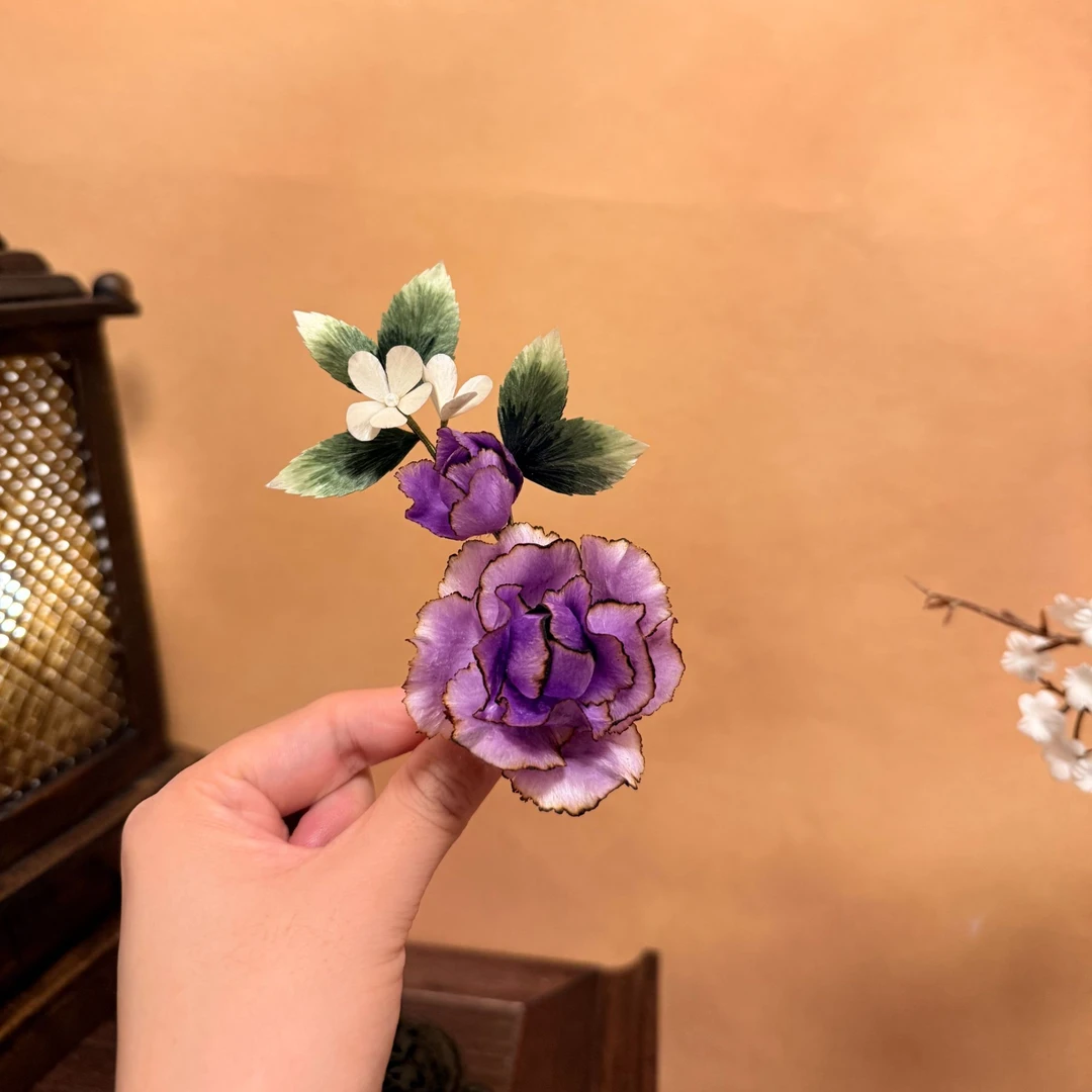 【04紫】绒花发簪（备注主体/默认软簪）