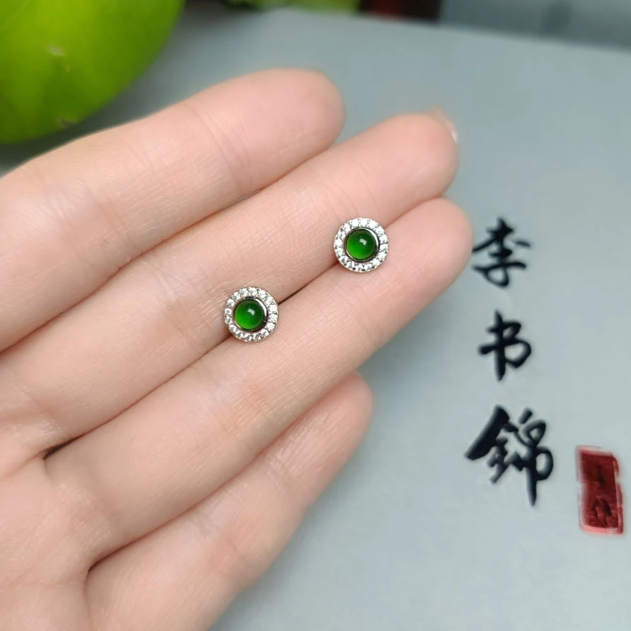 李书锦翡翠绿圆珠耳钉 BY Q A261 1225 300 单个 多样性发货