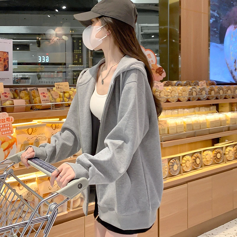 连帽外套卫衣女款爆款2025新款正品加绒男外套女冬款拉链上衣女