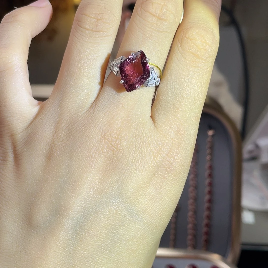 碧玺银S925镶嵌戒指