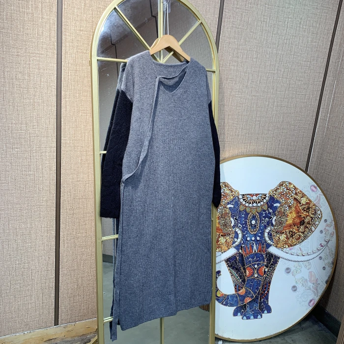 BT330孕妇灰色毛衣裙90-150