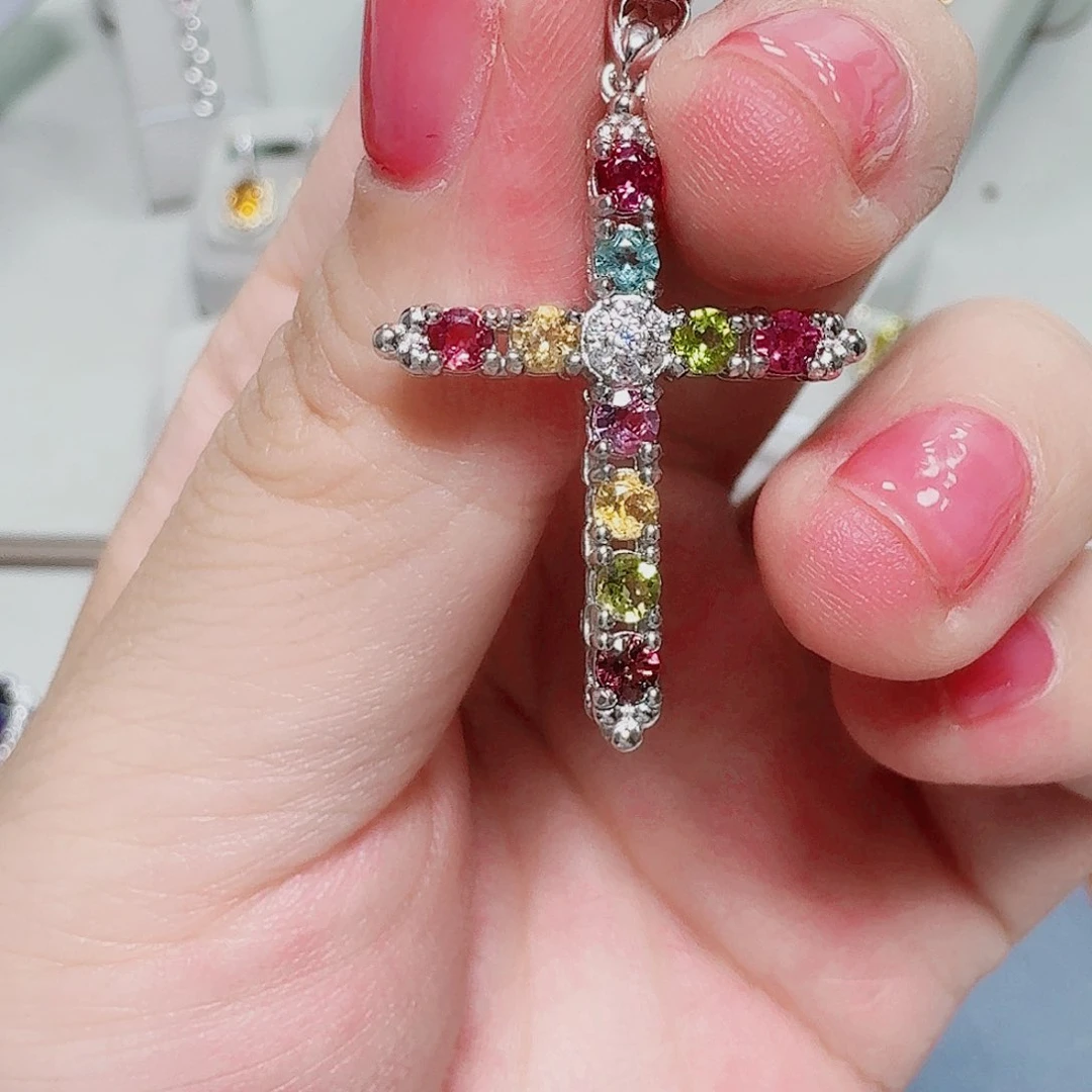 银S925镶嵌吊坠(不含链)碧玺