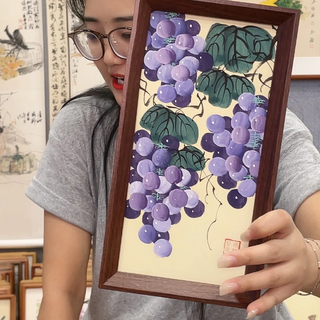 书法手绘带框尺寸：16*29