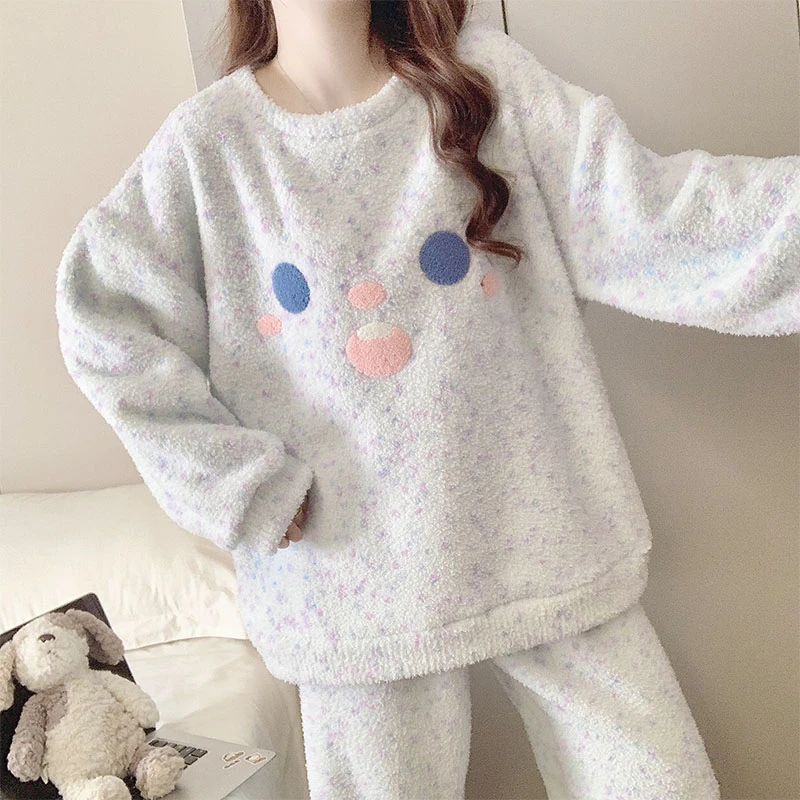 半边绒保暖加厚睡衣女秋冬季甜美可爱2025新款高级感珊瑚绒家居服