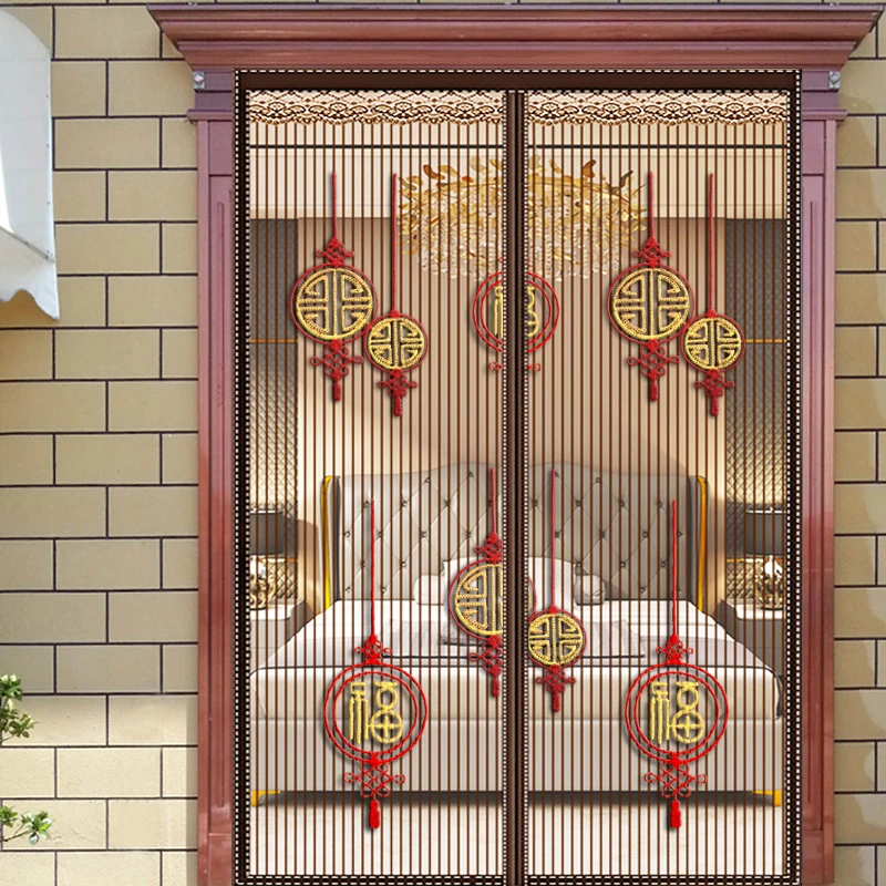 【绣花金刚网】夏季防蚊门帘魔术贴高档磁卧室纱家用防蝇免打孔门帘