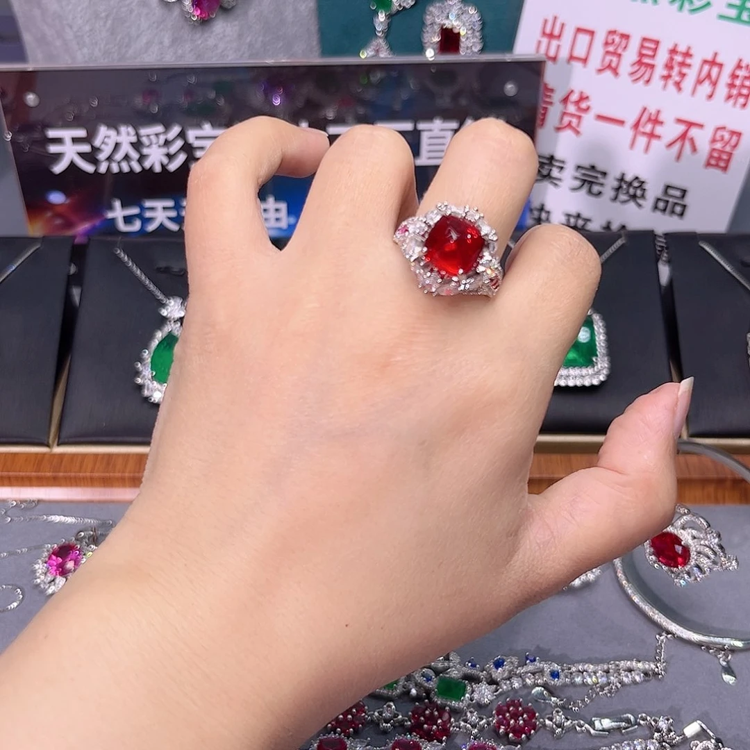 红宝石戒指银S925镶嵌w 107