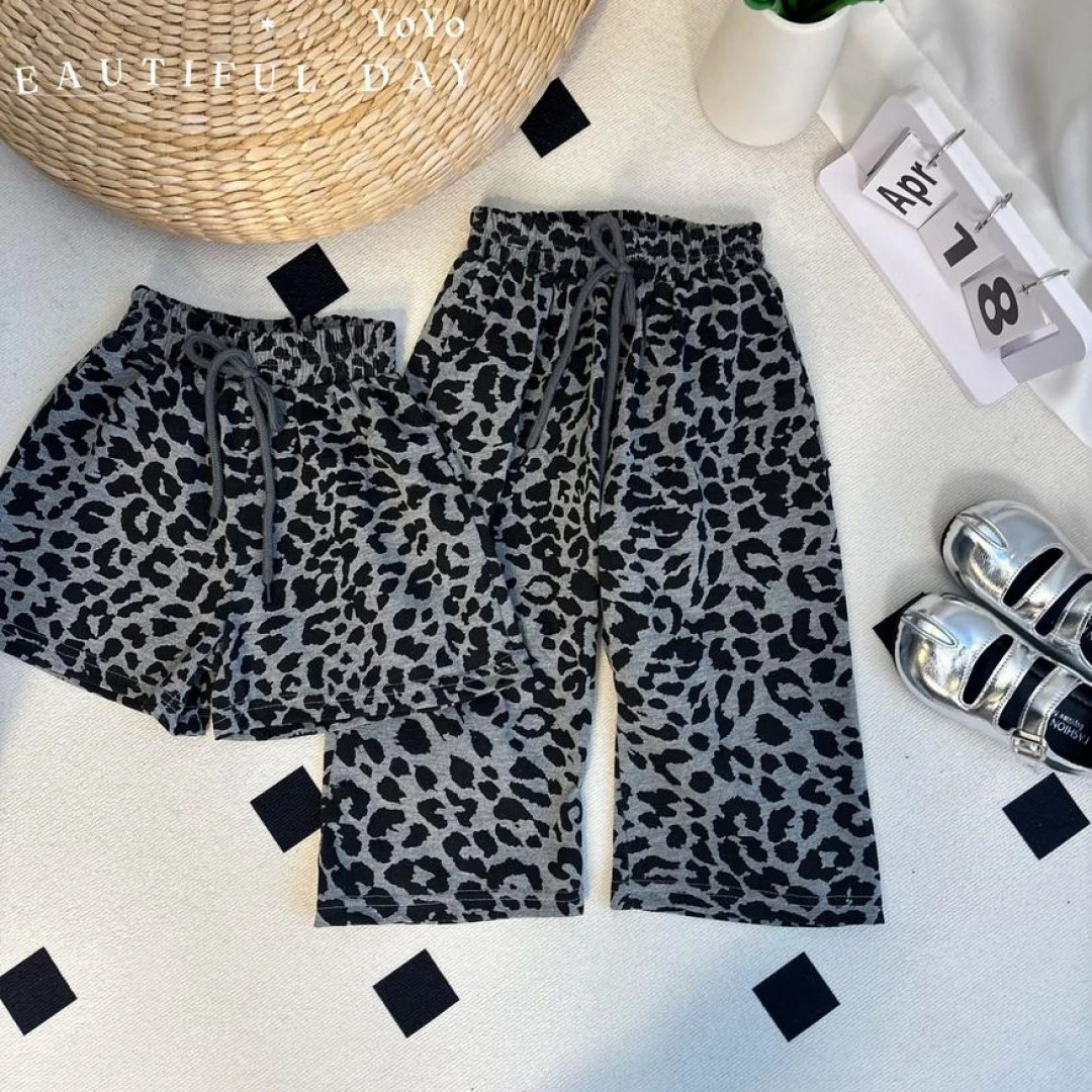 （亲子款）女童豹纹裤2025春夏儿童洋气休闲短裤百搭时髦