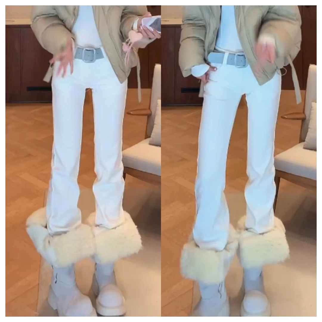 2025新款同款年度神裤白色牛仔裤瘦成细狗低腰显瘦牛仔裤韩版