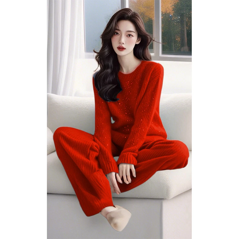 冬季新款法式小众独特别致高级感盐系轻熟穿搭套头针织毛衣套装