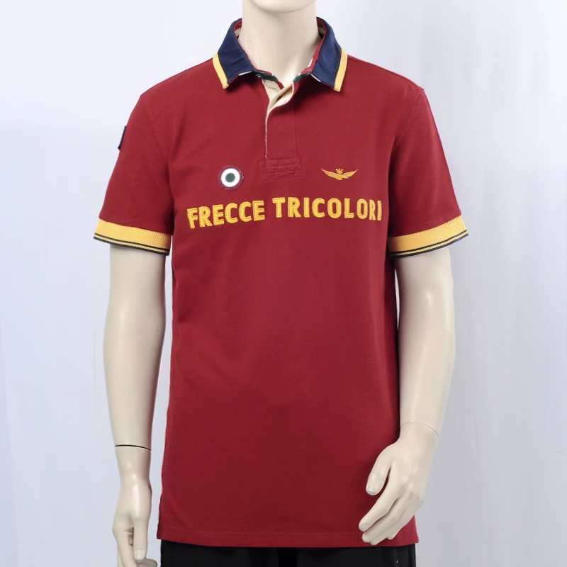 6轻奢大牌男短袖工装空军翻领POLO衫尾单剪标外贸尾货绣花薄款