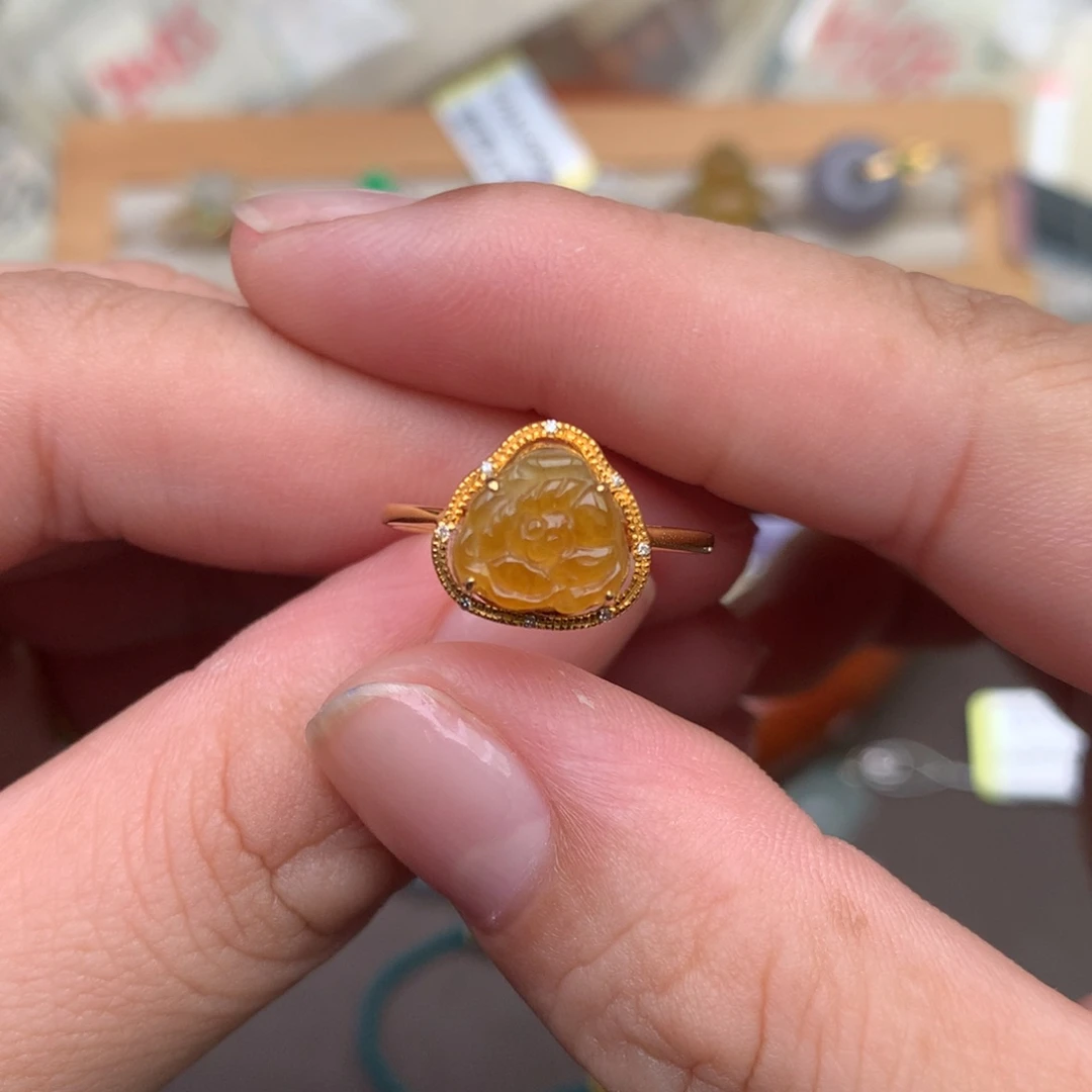 【闪购商品】翡翠挂件18K金镶嵌一