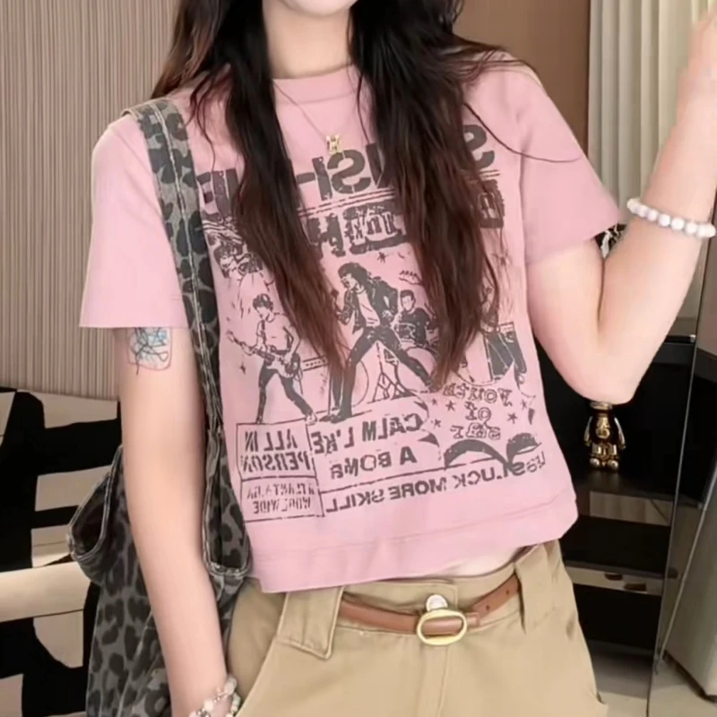 2025新款时尚百搭个性街头减龄休闲显瘦小众短袖T恤LK2505589