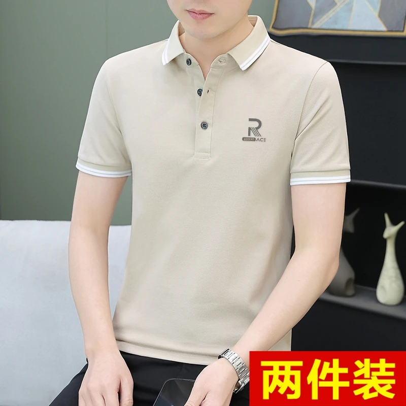 高档轻奢男士polo衫t恤短袖翻领夏季半袖修身体恤休闲有领子上衣T