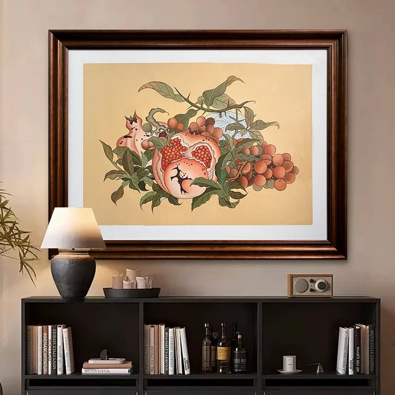 【吉祥多福图】中古客餐厅装饰画法式玄关书房油画美式复古床头挂画
