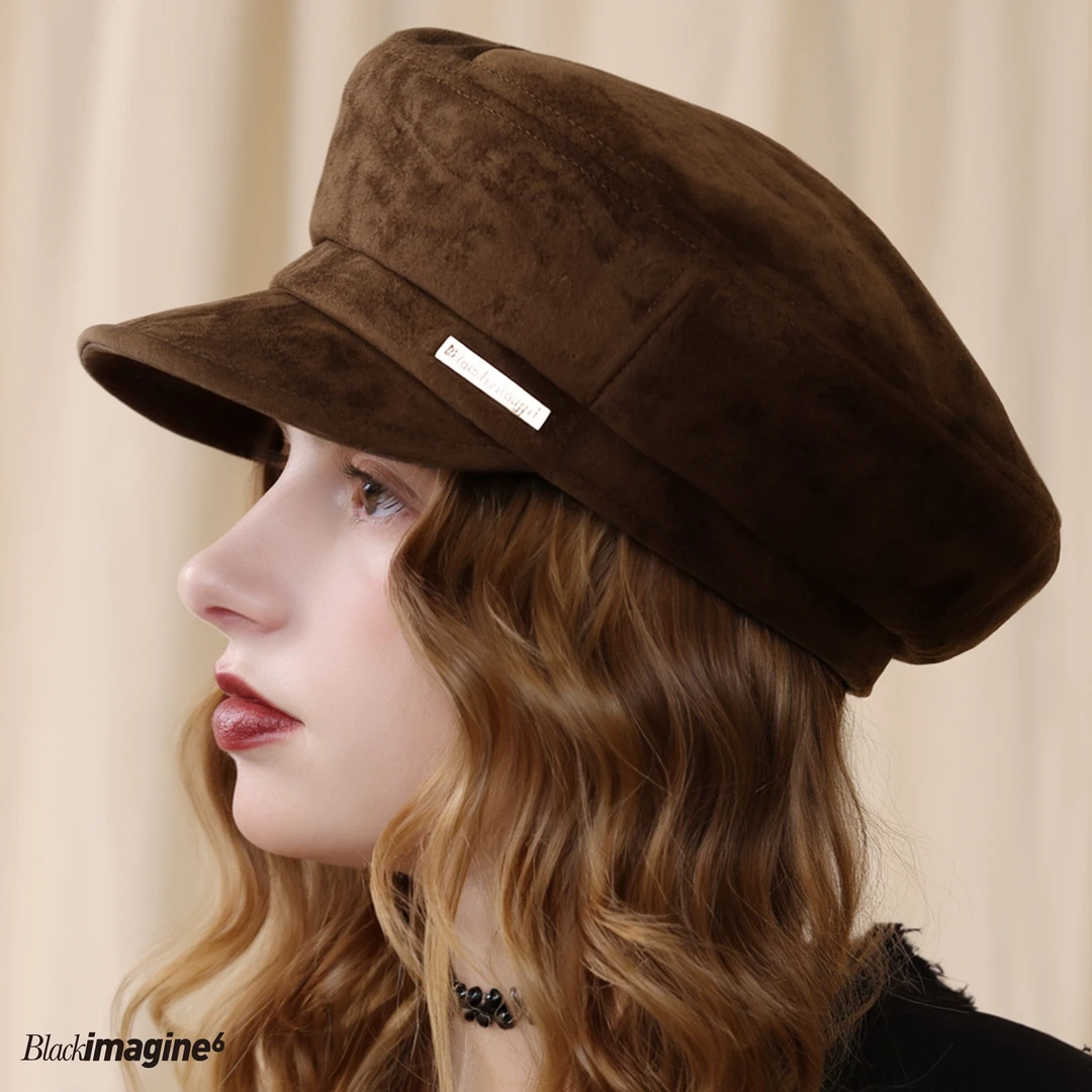 black imagine6麂皮绒贝雷帽卡其棕色黑色秋冬